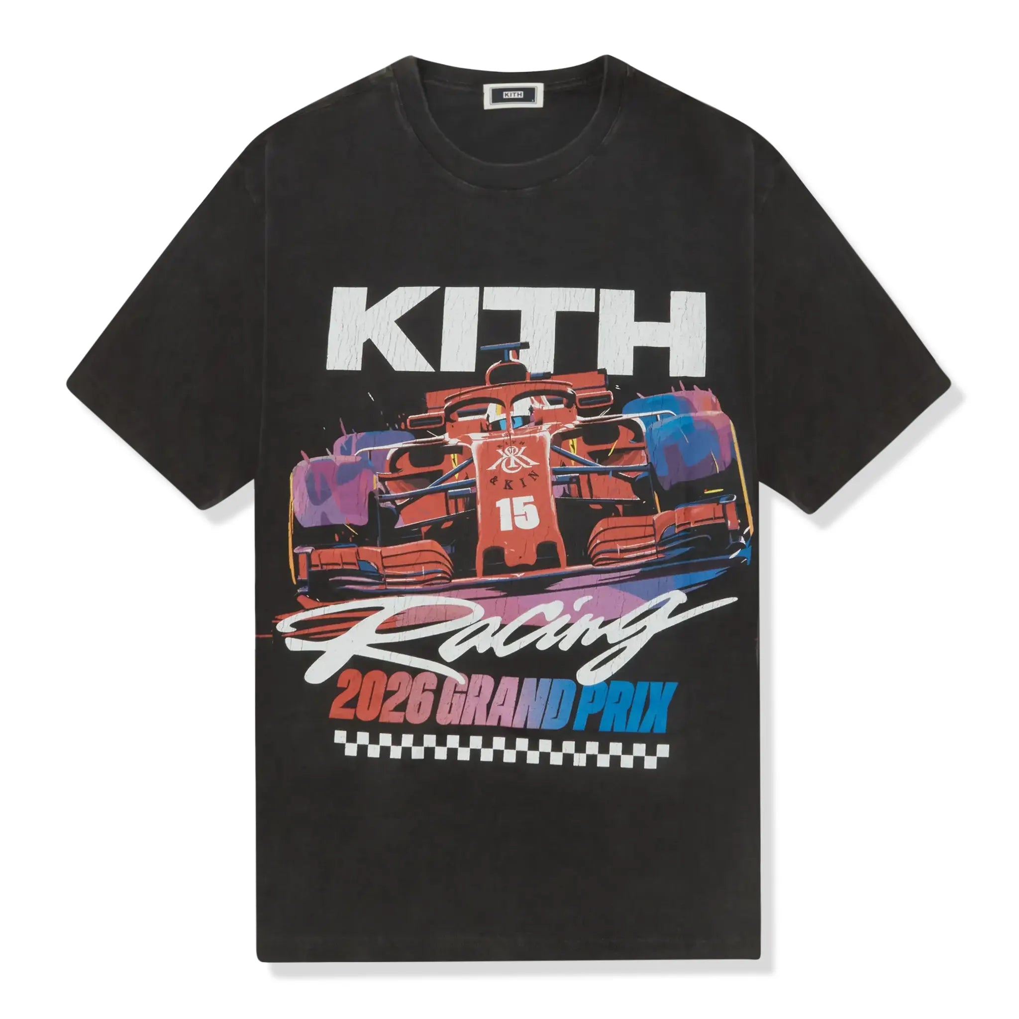 Front View of Kith Pole Position Vintage Black T-Shirt